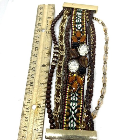 Multistrand beaded ribbon chain tapestry magnetic bracelet Boho - Picture 7 of 7